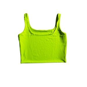 Solid Neon Green Crop Halter Top size S